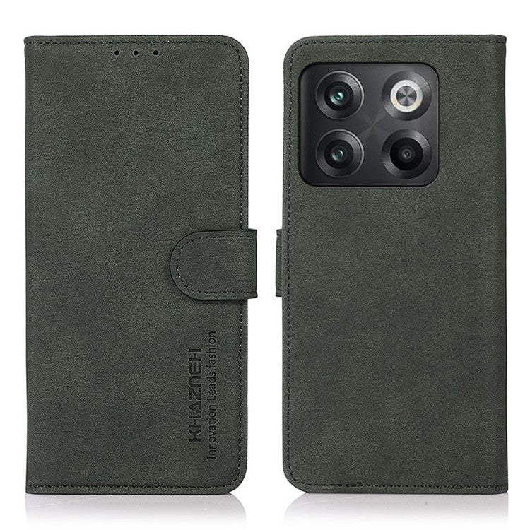 KHAZNEH For OnePlus 10T 5G / Ace Pro 5G Textured PU Leather Stand Wallet Cover Magnetic Clasp Phone Case - Green
