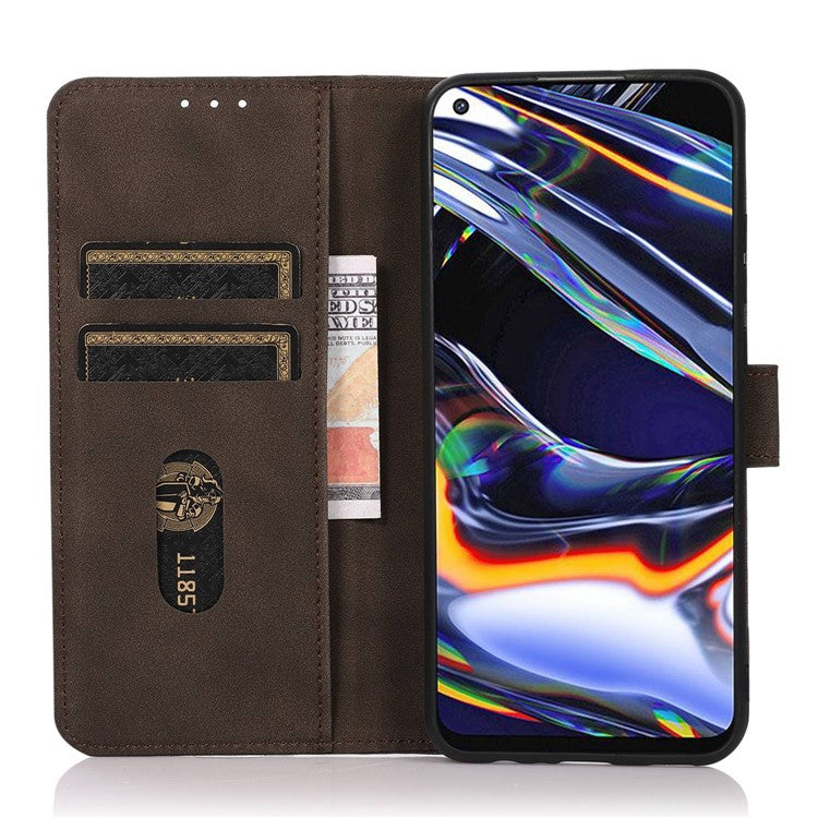 KHAZNEH For OnePlus 10T 5G / Ace Pro 5G Textured PU Leather Stand Wallet Cover Magnetic Clasp Phone Case - Brown