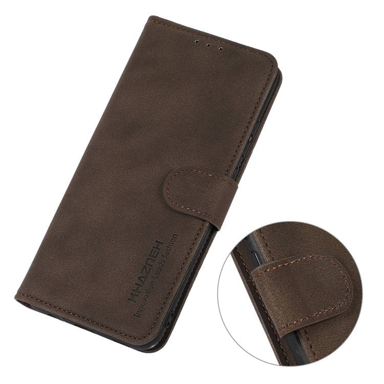 KHAZNEH For OnePlus 10T 5G / Ace Pro 5G Textured PU Leather Stand Wallet Cover Magnetic Clasp Phone Case - Brown