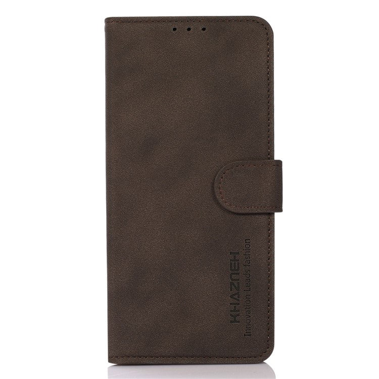 KHAZNEH For OnePlus 10T 5G / Ace Pro 5G Textured PU Leather Stand Wallet Cover Magnetic Clasp Phone Case - Brown