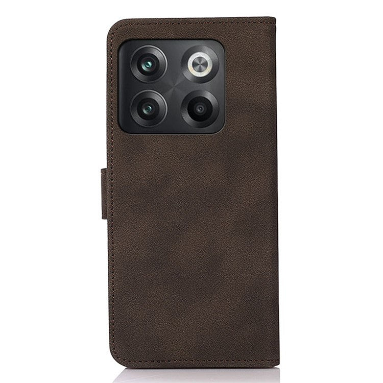 KHAZNEH For OnePlus 10T 5G / Ace Pro 5G Textured PU Leather Stand Wallet Cover Magnetic Clasp Phone Case - Brown