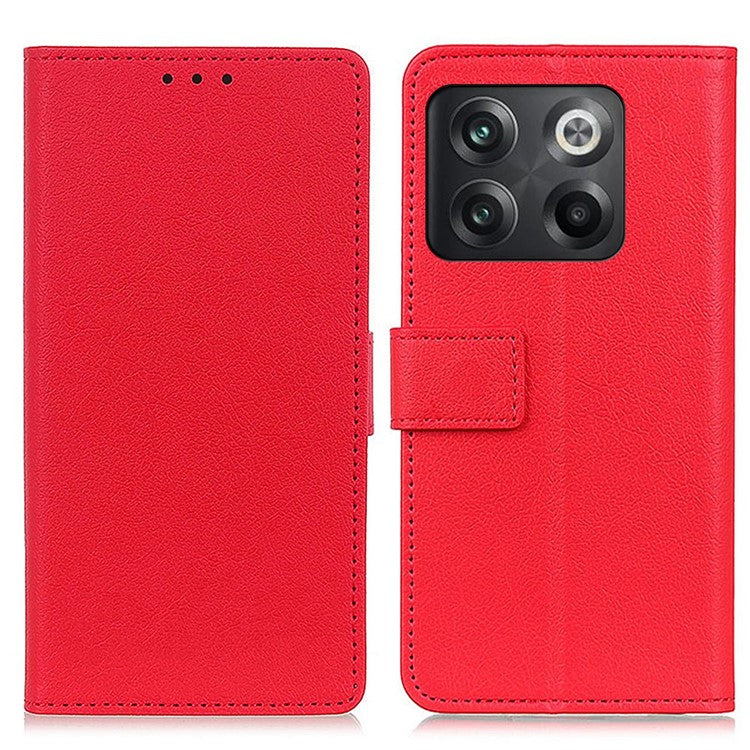 For OnePlus 10T 5G / Ace Pro 5G Wallet Stand PU Leather Cell Phone Case All-round Protection Folio Flip Cover - Red