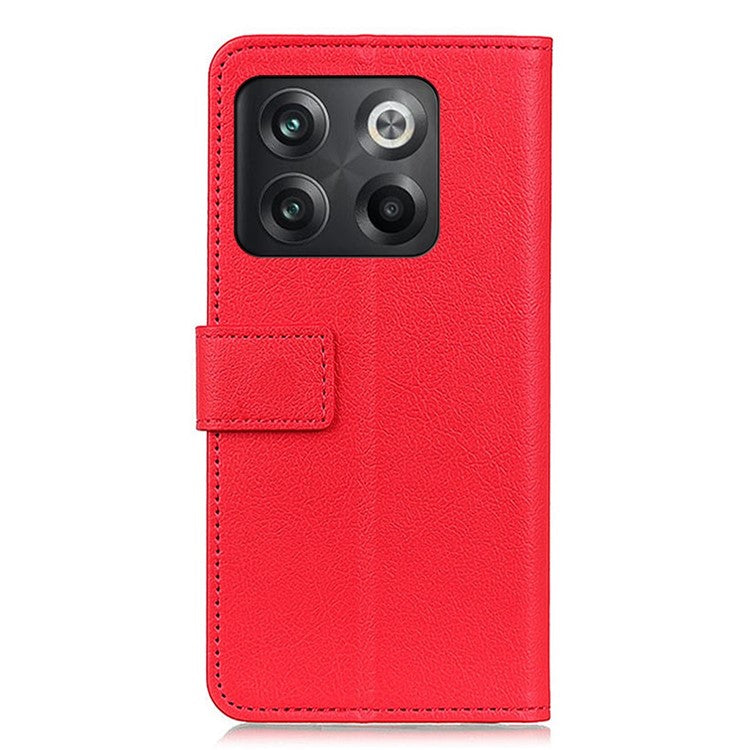 For OnePlus 10T 5G / Ace Pro 5G Wallet Stand PU Leather Cell Phone Case All-round Protection Folio Flip Cover - Red