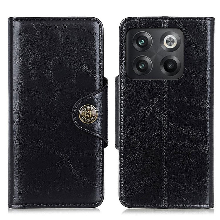 For OnePlus 10T 5G / Ace Pro 5G Folio Flip Wallet Stand Case Magnetic Clasp PU Leather TPU Phone Cover - Black