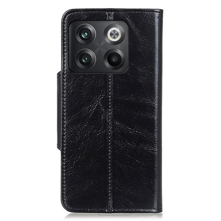 For OnePlus 10T 5G / Ace Pro 5G Folio Flip Wallet Stand Case Magnetic Clasp PU Leather TPU Phone Cover - Black