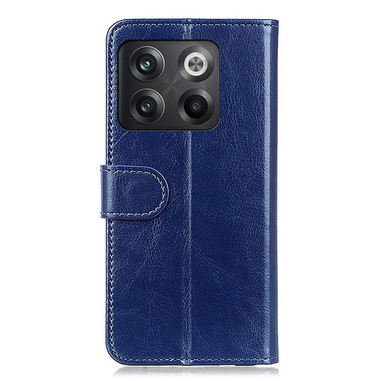 For OnePlus 10T 5G / Ace Pro 5G Crazy Horse Texture Anti-scratch Phone Case PU Leather Cover with Stand Wallet - Blue