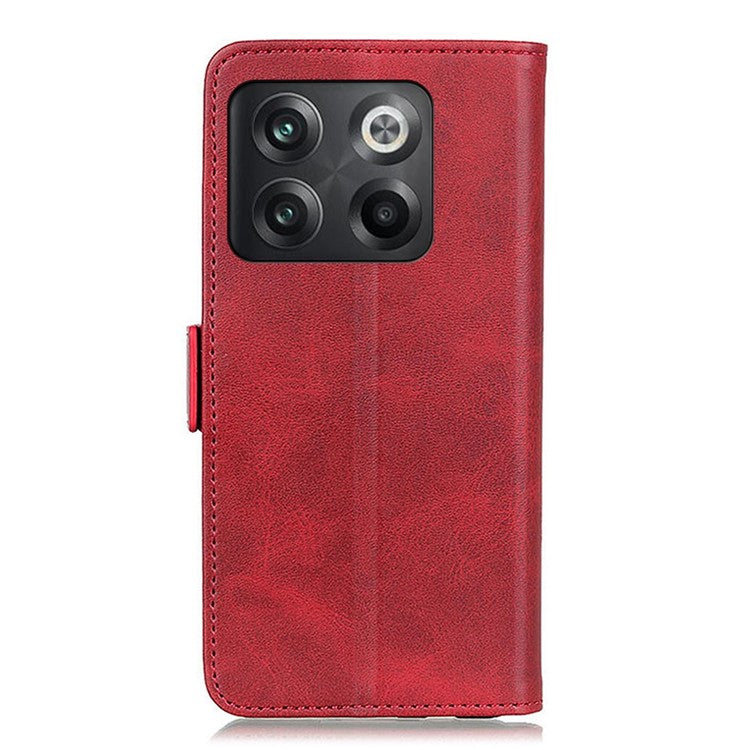 For OnePlus 10T 5G / Ace Pro 5G PU Leather Phone Case Wallet Stand Drop-proof Magnetic Clasp Cover - Red