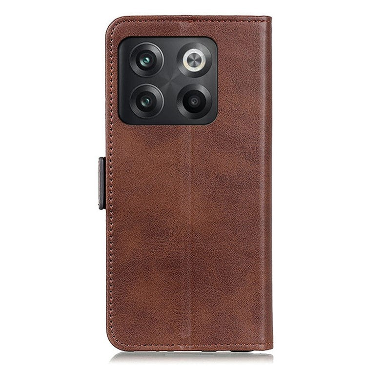 For OnePlus 10T 5G / Ace Pro 5G PU Leather Phone Case Wallet Stand Drop-proof Magnetic Clasp Cover - Brown