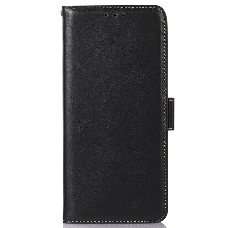 For OnePlus 10T 5G / Ace Pro 5G Crazy Horse Texture RFID Blocking Phone Case Anti-fall Genuine Cowhide Leather+TPU Shell with Wallet Stand - Black
