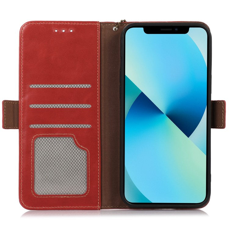 For OnePlus 10T 5G / Ace Pro 5G Crazy Horse Texture RFID Blocking Phone Case Anti-fall Genuine Cowhide Leather+TPU Shell with Wallet Stand - Red