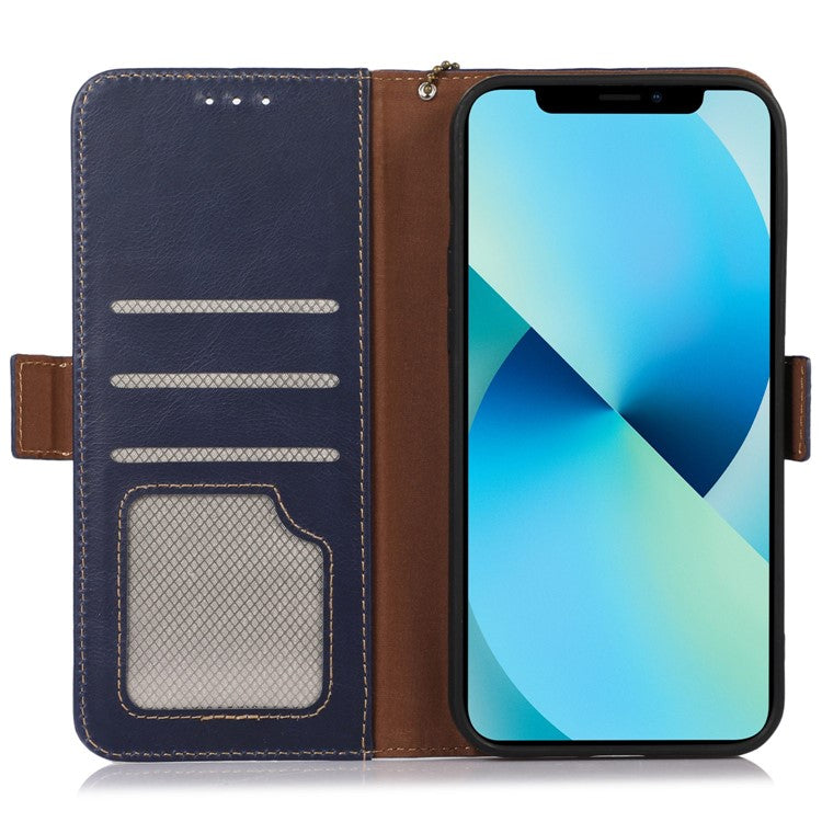 For OnePlus 10T 5G / Ace Pro 5G Crazy Horse Texture RFID Blocking Phone Case Anti-fall Genuine Cowhide Leather+TPU Shell with Wallet Stand - Blue