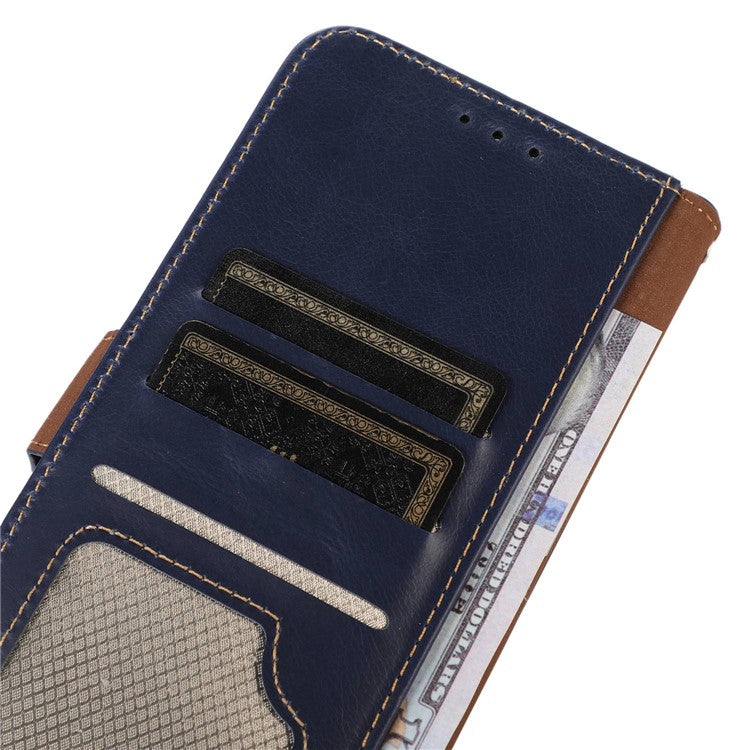 For OnePlus 10T 5G / Ace Pro 5G Crazy Horse Texture RFID Blocking Phone Case Anti-fall Genuine Cowhide Leather+TPU Shell with Wallet Stand - Blue