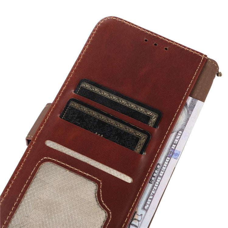 For OnePlus 10T 5G / Ace Pro 5G Crazy Horse Texture RFID Blocking Phone Case Anti-fall Genuine Cowhide Leather+TPU Shell with Wallet Stand - Brown