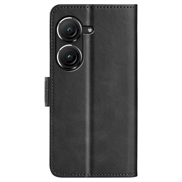 For Asus Zenfone 9 5G Magnetic Folio Flip Phone Case, Textured PU Leather Stand Wallet Feature Protective Cover - Black