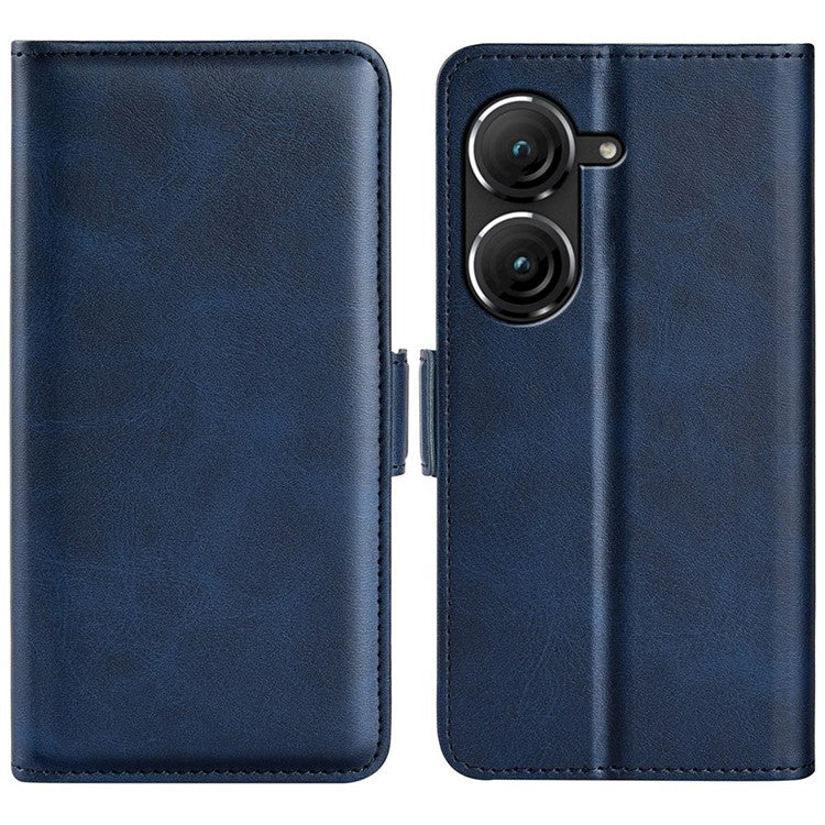 For Asus Zenfone 9 5G Magnetic Folio Flip Phone Case, Textured PU Leather Stand Wallet Feature Protective Cover - Blue