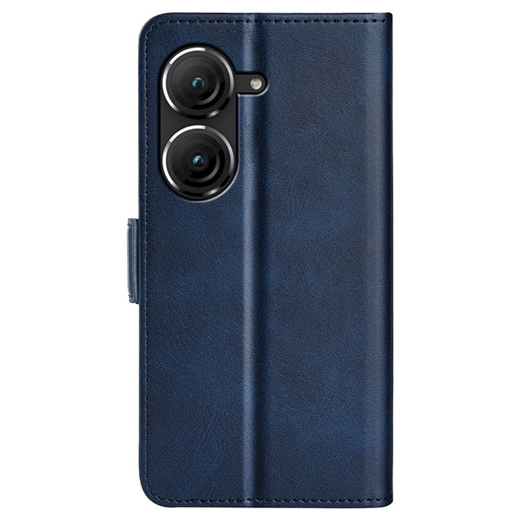 For Asus Zenfone 9 5G Magnetic Folio Flip Phone Case, Textured PU Leather Stand Wallet Feature Protective Cover - Blue