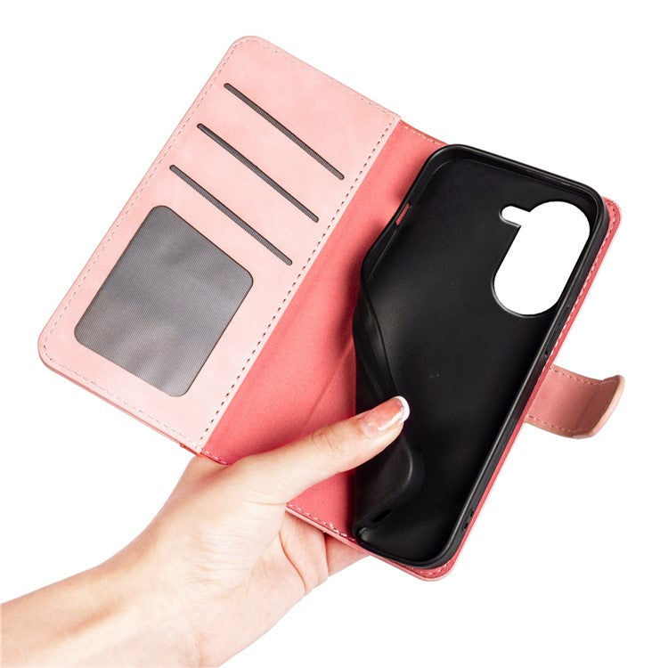 For Asus Zenfone 9 5G Color Splicing PU Leather Cover Stand Function Shockproof Wallet Phone Case - Pink