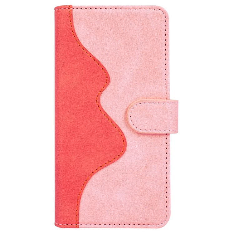 For Asus Zenfone 9 5G Color Splicing PU Leather Cover Stand Function Shockproof Wallet Phone Case - Pink