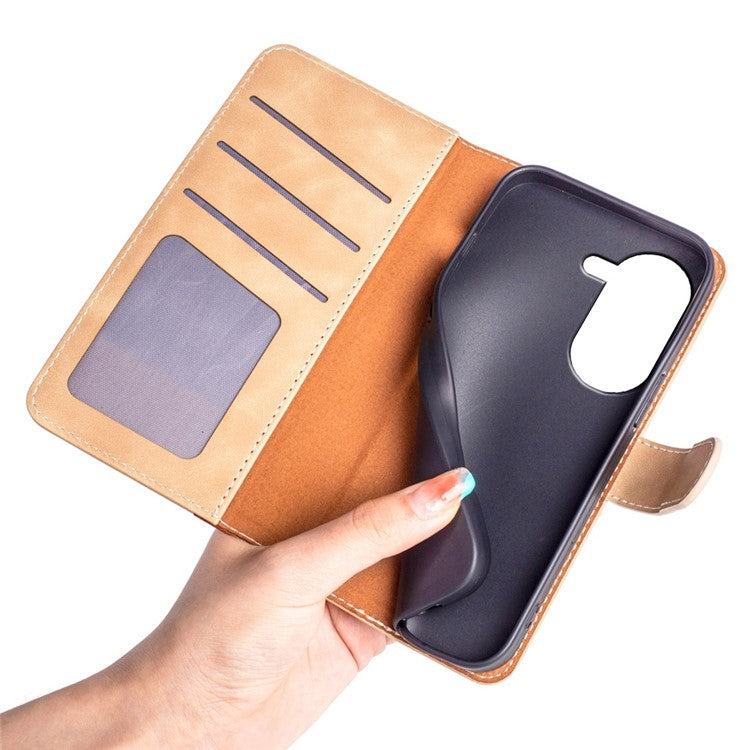 For Asus Zenfone 9 5G Color Splicing PU Leather Cover Stand Function Shockproof Wallet Phone Case - Yellow