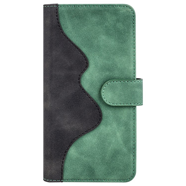 For Asus Zenfone 9 5G Color Splicing PU Leather Cover Stand Function Shockproof Wallet Phone Case - Green