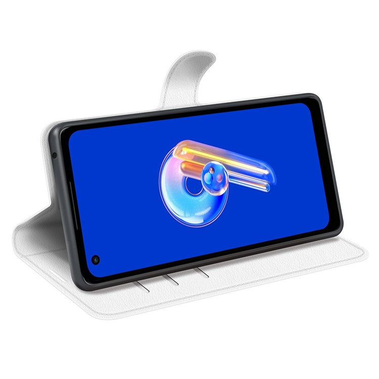 For Asus Zenfone 9 5G / 10 5G Shockproof Litchi Texture Folio Flip Phone Case Fully Wrapped PU Leather Wallet Stand Cover - White