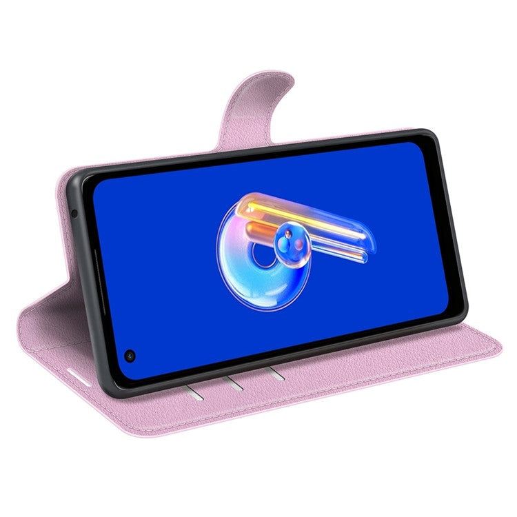 For Asus Zenfone 9 5G / 10 5G Shockproof Litchi Texture Folio Flip Phone Case Fully Wrapped PU Leather Wallet Stand Cover - Pink