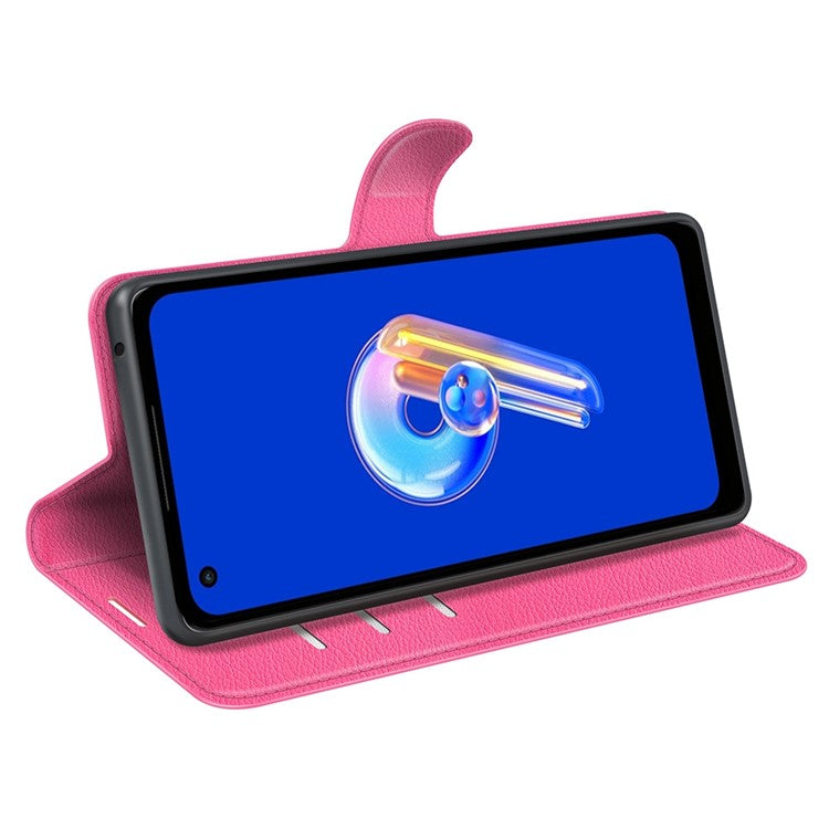 For Asus Zenfone 9 5G / 10 5G Shockproof Litchi Texture Folio Flip Phone Case Fully Wrapped PU Leather Wallet Stand Cover - Rose