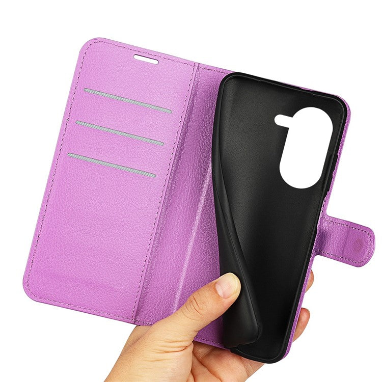 For Asus Zenfone 9 5G / 10 5G Shockproof Litchi Texture Folio Flip Phone Case Fully Wrapped PU Leather Wallet Stand Cover - Purple