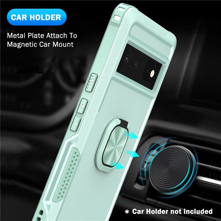 3-in-1 Phone Case For Google Pixel 6 Pro 5G, Wear-resistant Kickstand Ring Holder Phone Protective Back Cover - Green