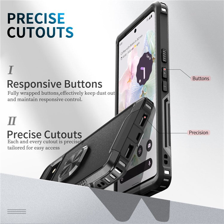 3-in-1 Phone Case For Google Pixel 6 Pro 5G, Wear-resistant Kickstand Ring Holder Phone Protective Back Cover - Black