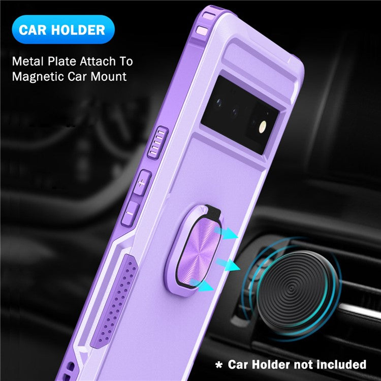 3-in-1 Phone Case For Google Pixel 6 Pro 5G, Wear-resistant Kickstand Ring Holder Phone Protective Back Cover - Light Purple