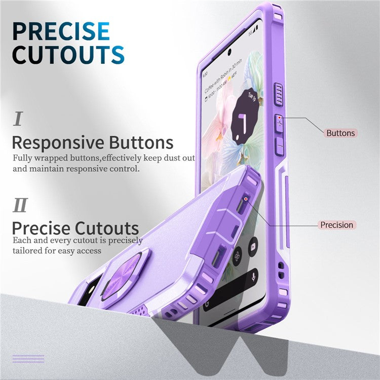 3-in-1 Phone Case For Google Pixel 6 Pro 5G, Wear-resistant Kickstand Ring Holder Phone Protective Back Cover - Light Purple