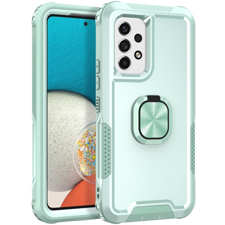 For Samsung Galaxy A33 5G 3-in-1 Phone Case Kickstand Ring Holder Full Protection Hybrid Back Cover - Green