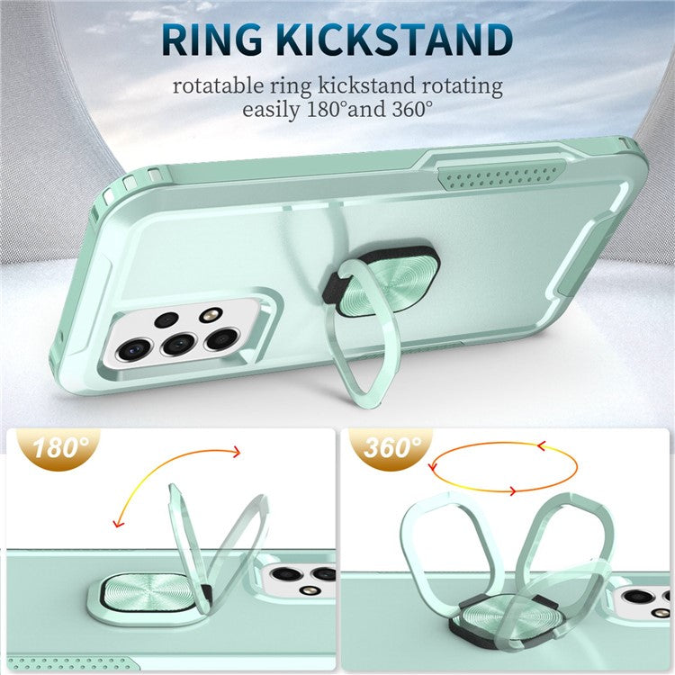 For Samsung Galaxy A33 5G 3-in-1 Phone Case Kickstand Ring Holder Full Protection Hybrid Back Cover - Green