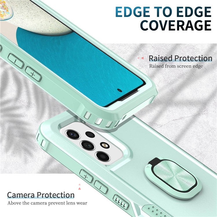 For Samsung Galaxy A33 5G 3-in-1 Phone Case Kickstand Ring Holder Full Protection Hybrid Back Cover - Green