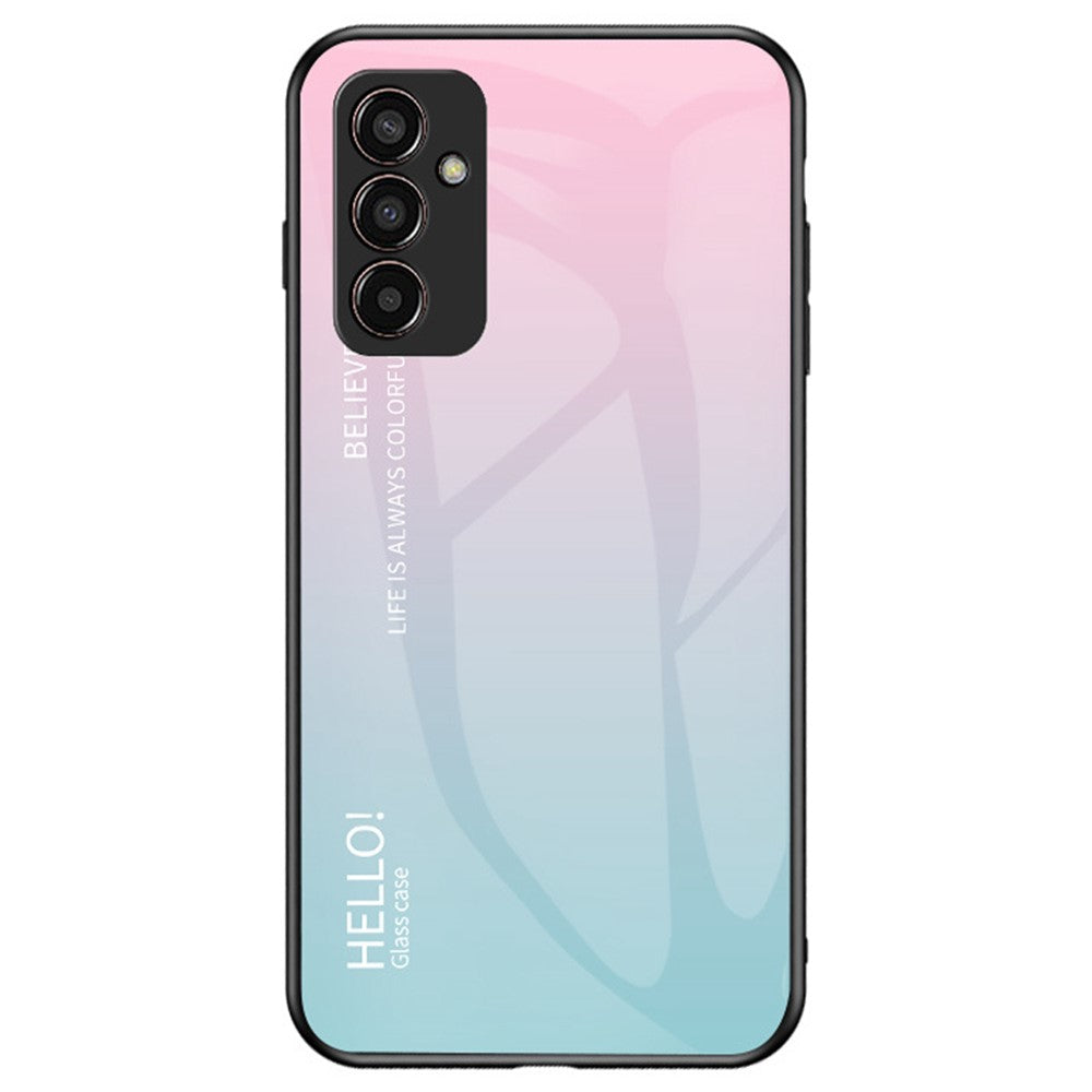 Phone Case for Samsung Galaxy M13 4G, Anti-Drop Gradient Color Shell Tempered Glass + PC + TPU Phone Protector - Pink / Blue