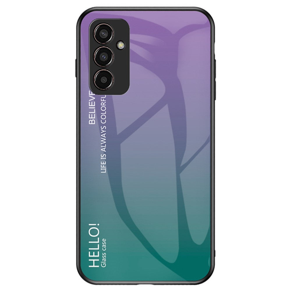 Phone Case for Samsung Galaxy M13 4G, Anti-Drop Gradient Color Shell Tempered Glass + PC + TPU Phone Protector - Purple / Blue