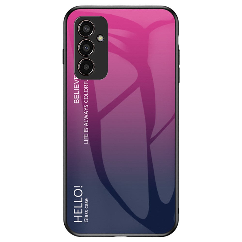 Phone Case for Samsung Galaxy M13 4G, Anti-Drop Gradient Color Shell Tempered Glass + PC + TPU Phone Protector - Rose / Blue