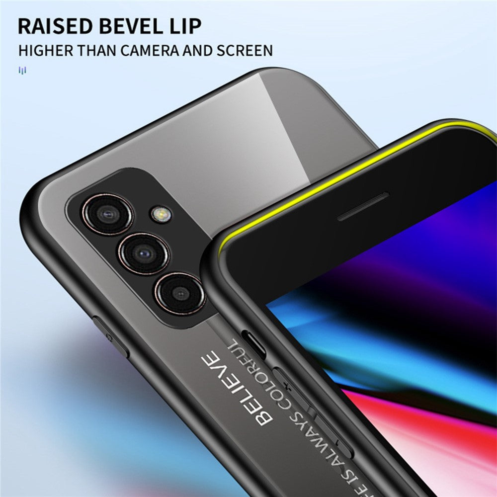 Phone Case for Samsung Galaxy M13 4G, Anti-Drop Gradient Color Shell Tempered Glass + PC + TPU Phone Protector - Rose / Blue