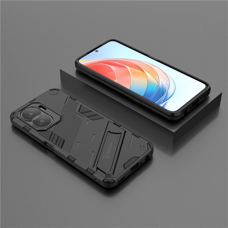 For Honor X40i 5G Shock Absorbing Hybrid TPU + PC Phone Case Kickstand Feature Back Cover - Black