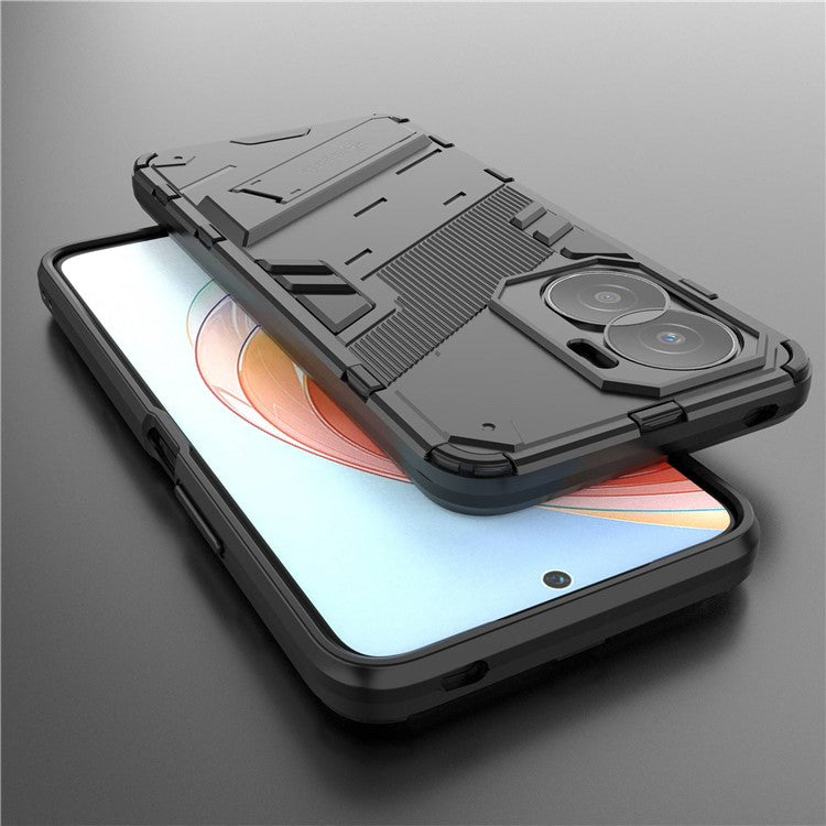 For Honor X40i 5G Shock Absorbing Hybrid TPU + PC Phone Case Kickstand Feature Back Cover - Black