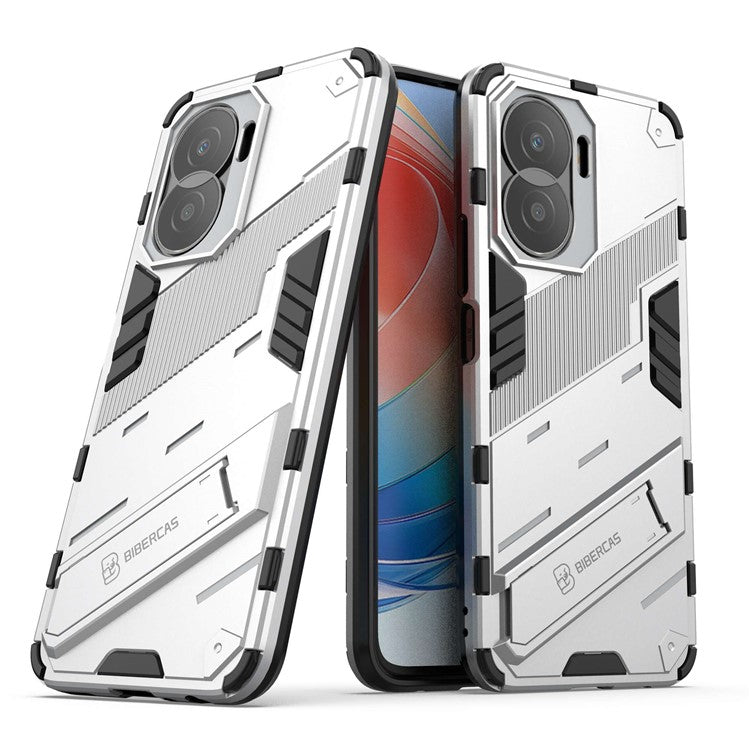 For Honor X40i 5G Shock Absorbing Hybrid TPU + PC Phone Case Kickstand Feature Back Cover - White