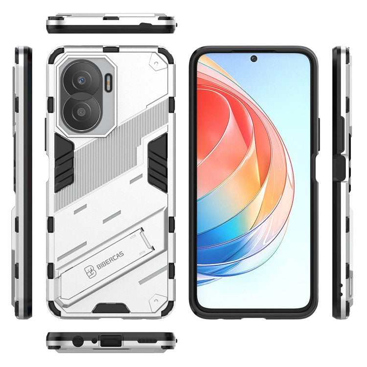 For Honor X40i 5G Shock Absorbing Hybrid TPU + PC Phone Case Kickstand Feature Back Cover - White