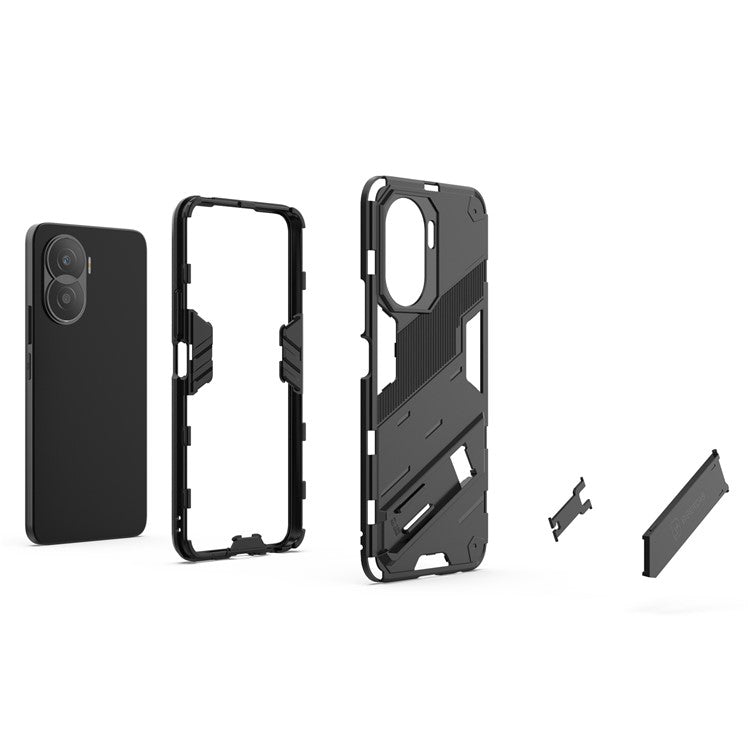For Honor X40i 5G Shock Absorbing Hybrid TPU + PC Phone Case Kickstand Feature Back Cover - Rose