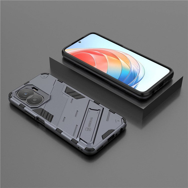 For Honor X40i 5G Shock Absorbing Hybrid TPU + PC Phone Case Kickstand Feature Back Cover - Dark Blue