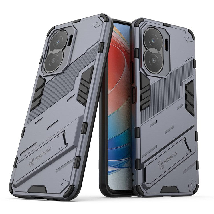 For Honor X40i 5G Shock Absorbing Hybrid TPU + PC Phone Case Kickstand Feature Back Cover - Dark Blue