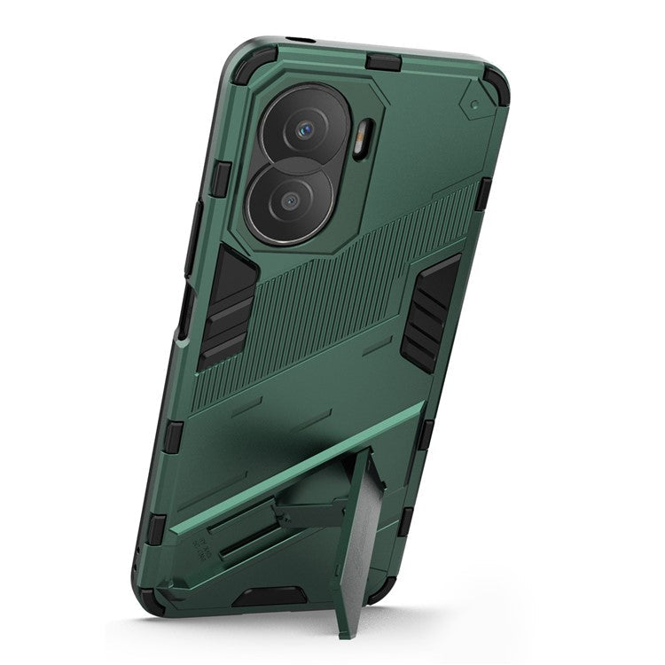 For Honor X40i 5G Shock Absorbing Hybrid TPU + PC Phone Case Kickstand Feature Back Cover - Green