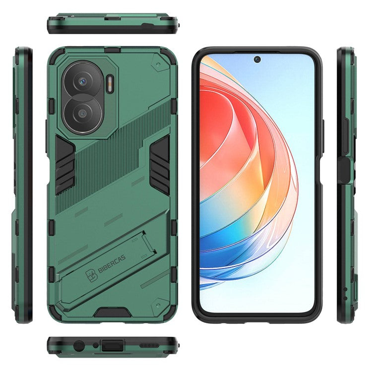 For Honor X40i 5G Shock Absorbing Hybrid TPU + PC Phone Case Kickstand Feature Back Cover - Green