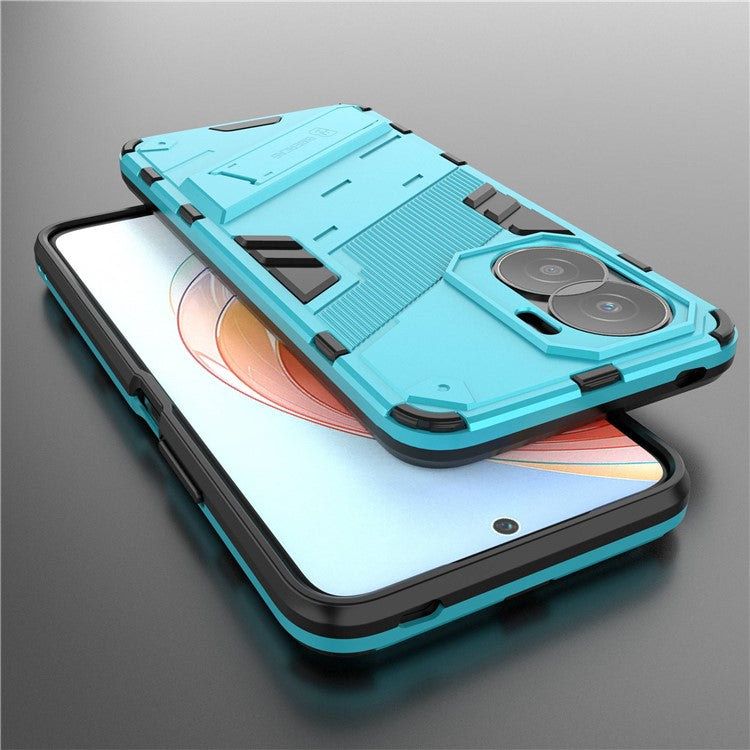 For Honor X40i 5G Shock Absorbing Hybrid TPU + PC Phone Case Kickstand Feature Back Cover - Baby Blue