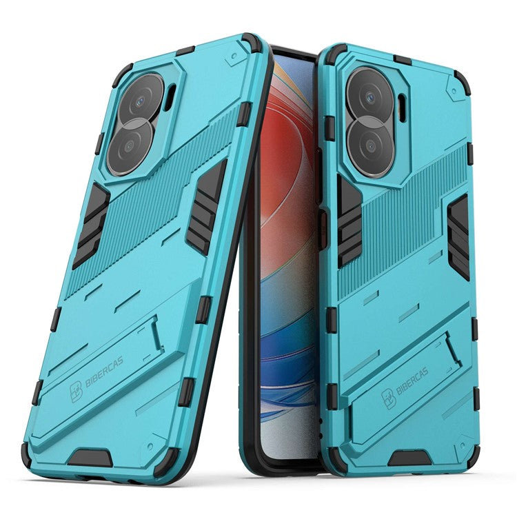 For Honor X40i 5G Shock Absorbing Hybrid TPU + PC Phone Case Kickstand Feature Back Cover - Baby Blue